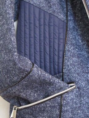 EMOTIONS Denim Blue Woven Coat/Jacket With Faux Leather Trimming &Hood